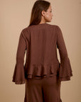 Brown Boho Long sleeve Top