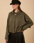 Oversize suede Jacket - Olive