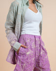 Grading purple embro shorts