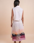 Peach sleeveless shirt embro