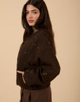 Embroidered & sequins Brown Bomber