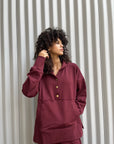 Burgundy Snap buttons sweat shirt