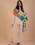 Hand made Crochet scarves - Turquoise & orange