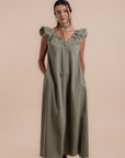 Puff sleeve Dress - Olive