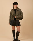 Oversize suede Jacket - Olive