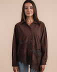 Asymmetric cotton shirt - Brown