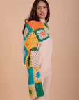 Hand made Crochet scarves - Turquoise & orange