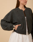 Embroidered & sequins Grey Bomber