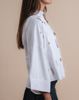 Linen shirt handmade sequins - White