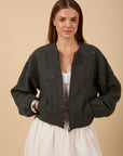 Embroidered & sequins Grey Bomber