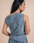 Asymmetric Draped Top - Blue
