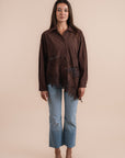 Asymmetric cotton shirt - Brown
