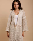 Metallic threads Crochet Jacket off-white