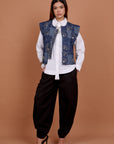 Denim vest handmade silver embellishments