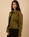Wool Jacket with Pockets - Match green