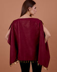 Luxe embellished cape - Burgundy