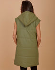 Long Puffer Vest - Olive