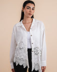 Asymmetric cotton shirt - white