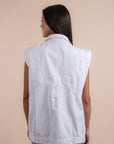 Restocking - White denim vest gold embelishments
