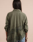Asymmetric cotton shirt - Olive