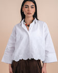 White hem embro shirt