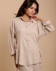 Beige Side sinching Shirt