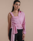 Pink stripes Asymmetric Shirt
