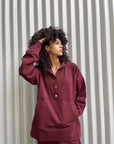 Burgundy Snap buttons sweat shirt