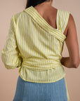 Yellow stripes Asymmetric Shirt