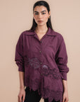 Asymmetric cotton shirt - Plum