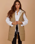 Long Puffer Vest - Beige
