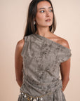 Asymmetric Draped Top - Grey
