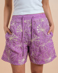 Grading purple embro shorts