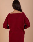 Burgundy V-Neck Knit Pullover