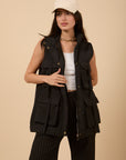 Utility Long Vest - Black
