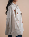 Linen shirt handmade sequins - Beige