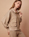 Beige Short zip-up Jacket
