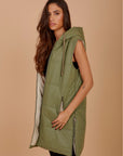 Long Puffer Vest - Olive