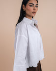 White hem embro shirt