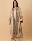 Beige Satin Embelished stripes Kaftan