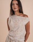 Restocking _Asymmetric Draped Top - Beige