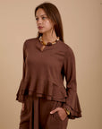 Brown Boho Long sleeve Top