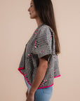 Grey & Black embroidered Linen Shirt