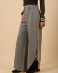 Grey check side vents pants