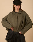 Oversize suede Jacket - Olive