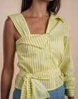 Yellow stripes Asymmetric Shirt