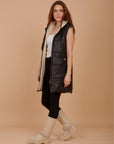 Long Puffer Vest - Black