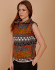 Grey print wool Vest