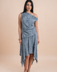 Asymmetric Draped Top - Blue
