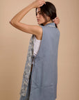 Blue & White Embro Vest